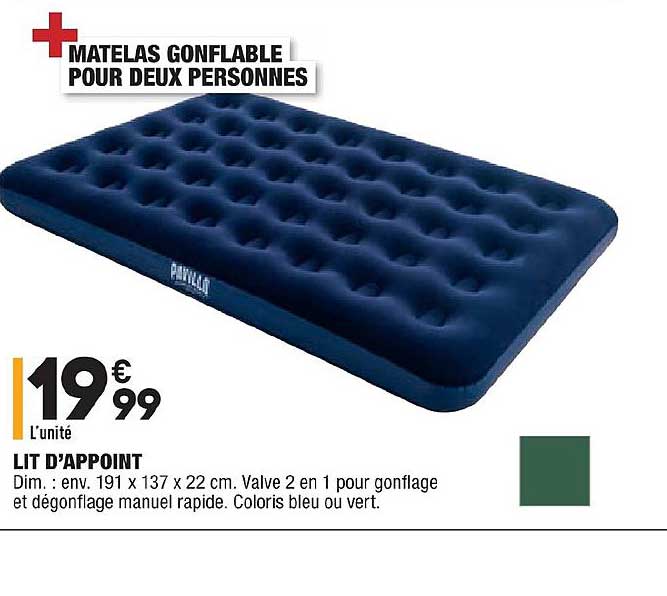 lit d'appoint valve 2 en 1 bleu vert