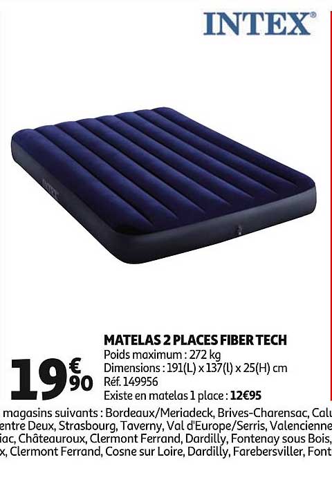 matelas 2 places fiber tech réf.169956