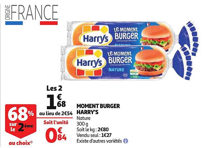 moment burger harry's nature existe d'autres variétés 68% sur le 2ème au choix