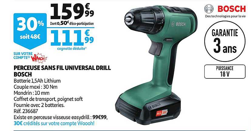 perceuse sans fil universal drill bosch réf.236687
