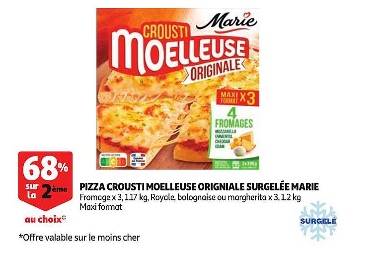Pizza Crousti Moelleuse Originale Surgelée Marie 68% Sur La 2ème Au Choix