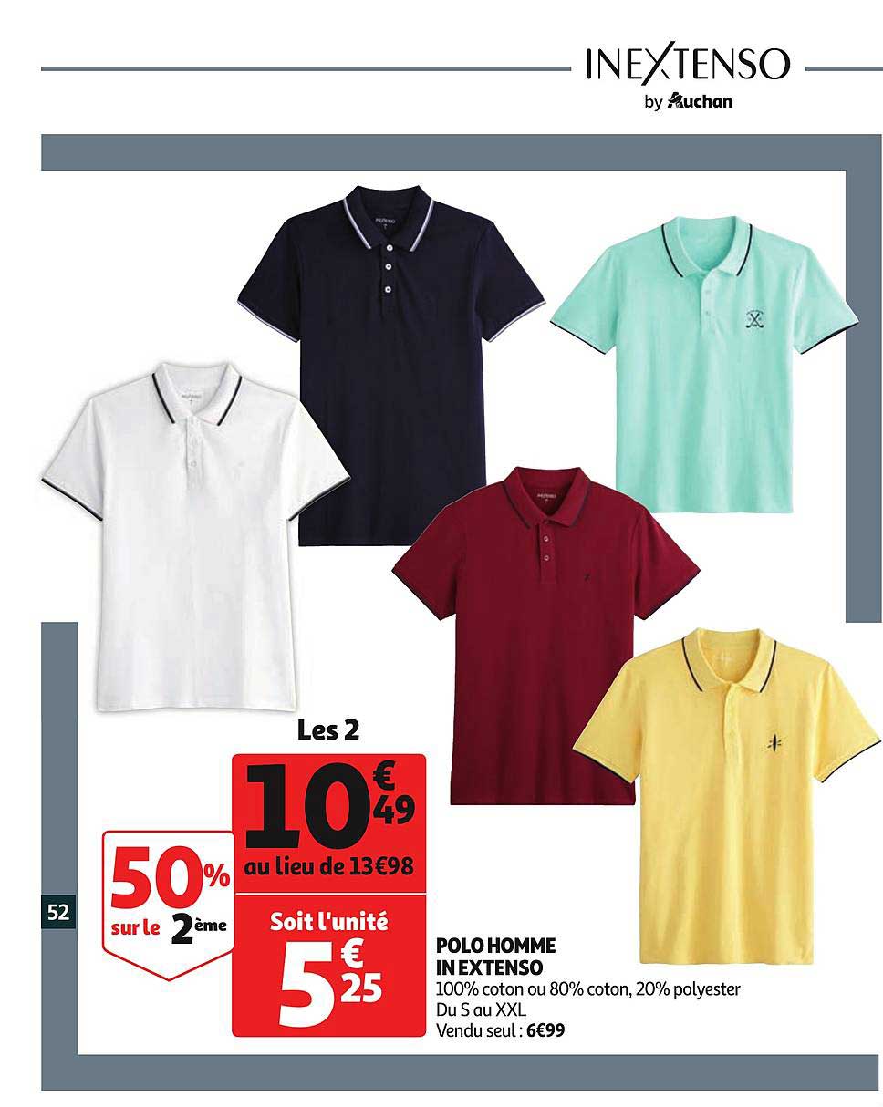 polo homme in extenso 50% sur le 2ème
