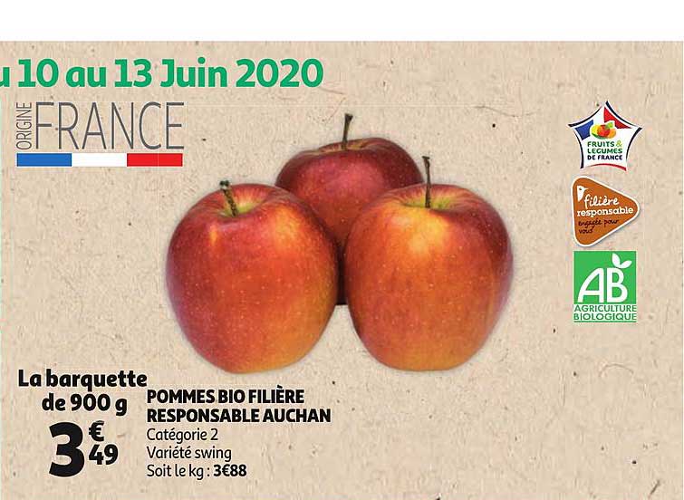 pommes bio filière responsable auchan catégorie 2 variété swing