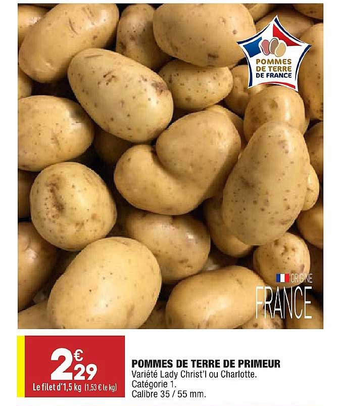 pommes de terre de primeur lady christ'i charlotte catégorie 1