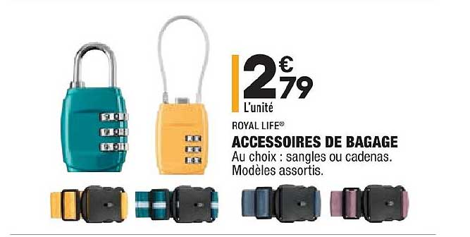 royal life accessoires de bagage sangles ou cadenas modèles assortis