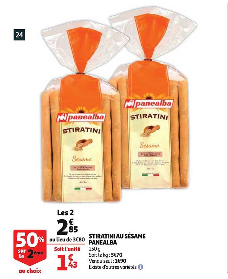 stiratini au sésame panealba existe d'autres variétés 50% sur le 2ème au choix