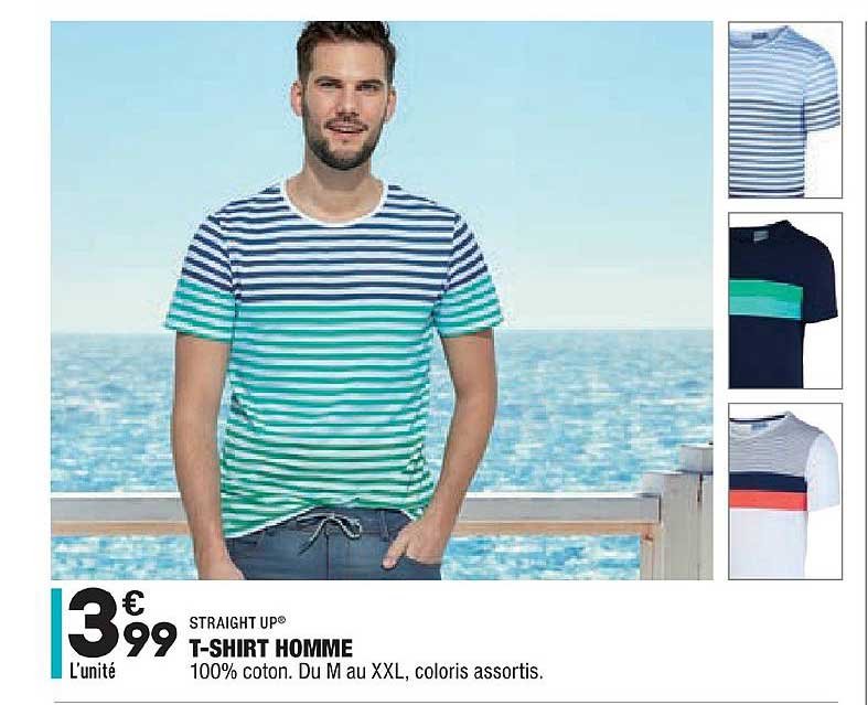 straight up t shirt homme 100% coton coloris assortis