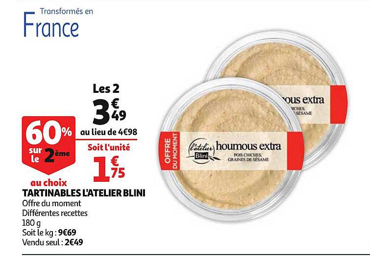 tartinables l'atelier blini différentes recettes 60% sur le 2ème