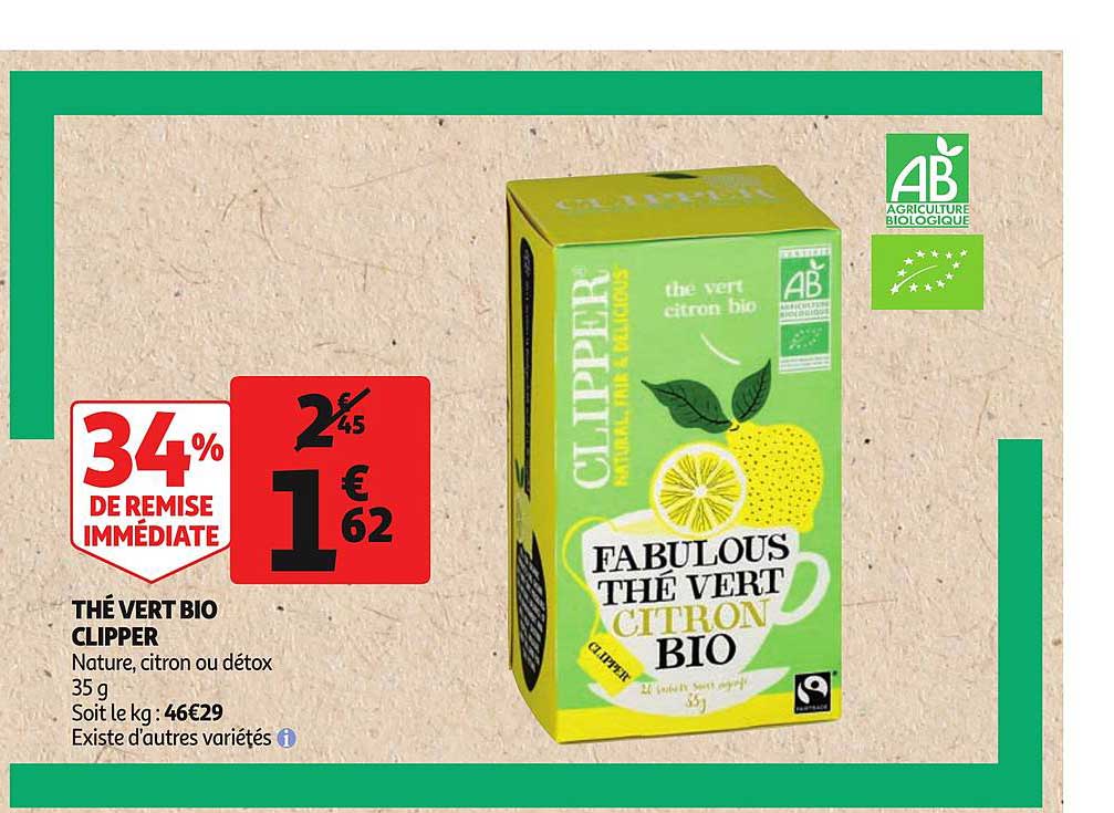 thé vert bio clipper existe d'autres variétés 34% de remise immédiate