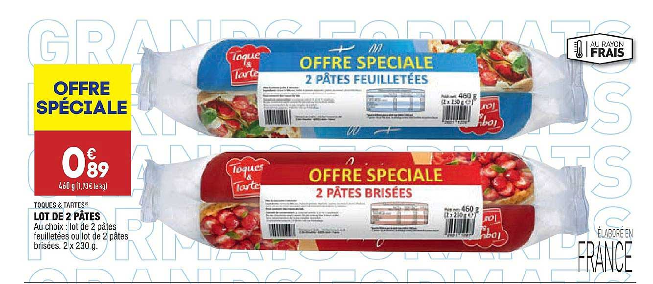 toques & tartes lot de 2 pâtes feuilletées brisées