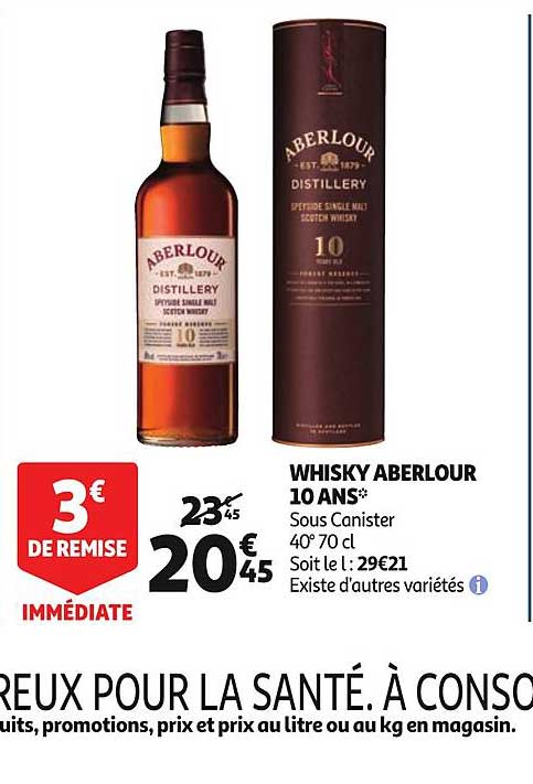 whisky aberlour 10 ans sous canister