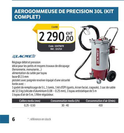 aérogommeuse de précision 30l (kit complet)
