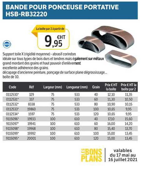 bande pour ponceuse portative hsb-rb32220