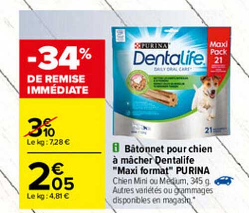 bâtonnet pour chien à mâcher dentalife "maxi format" purina