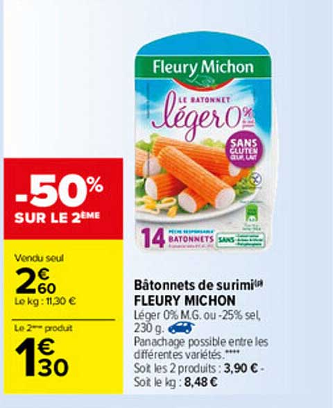 bâtonnets de surimi fleury michon