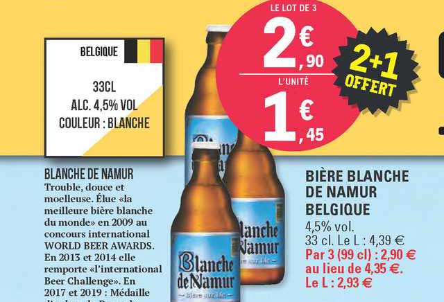bière blanche de namur belgique 2+1 offert