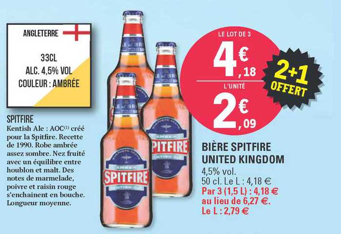 bière spitfire united kingdom 2+1 offert