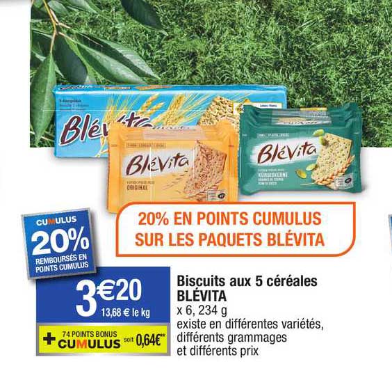 biscuits aux 5 céréales blévita