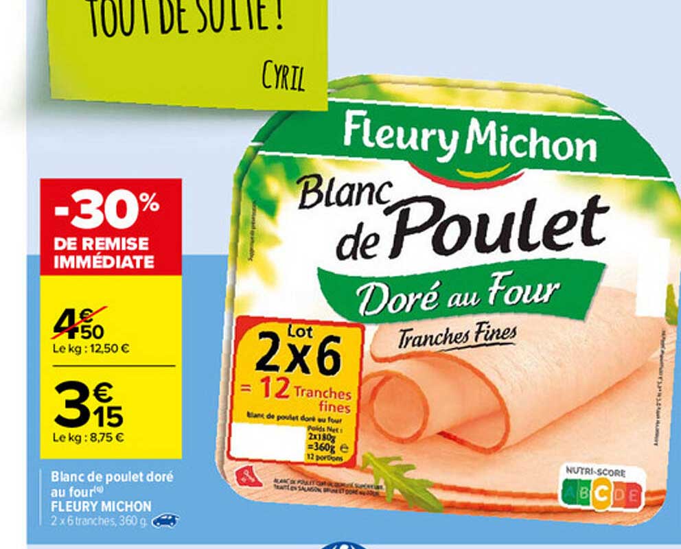 blanc de poulet doré au four fleury michon