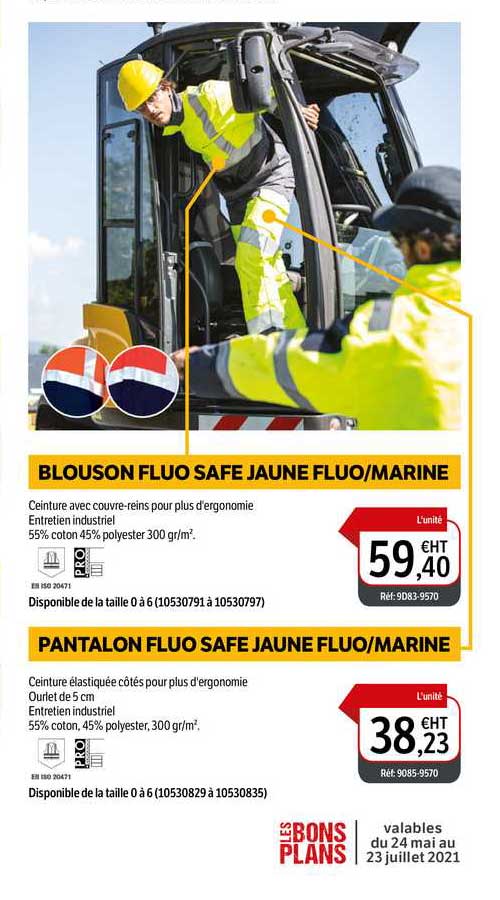 blouson fluo safe jaune fluo - marine, pantalon fluo safe jaune fluo - marine