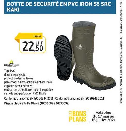 botte de sécurité en pvc iron s5 src kaki