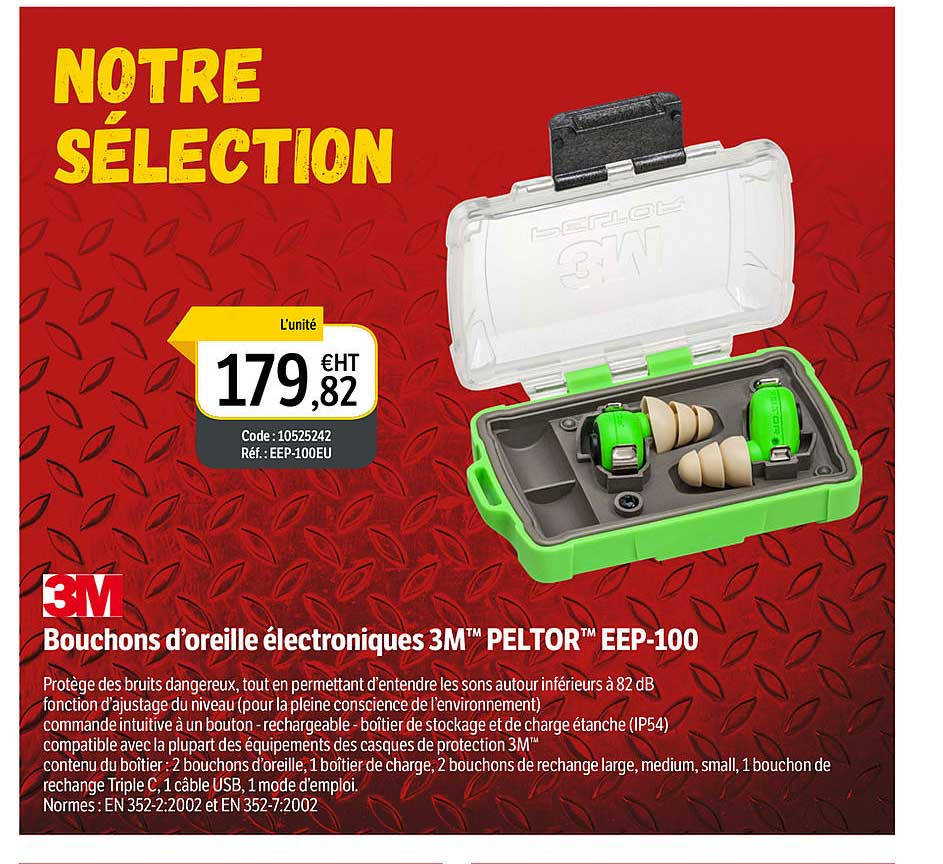 bouchons d'oreille électroniques 3m tm peltor tm eep-100