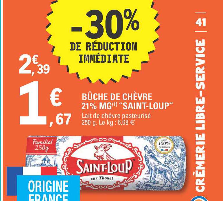 bûche de chèvre 21% mg saint-loup -30 de réduction immédiate