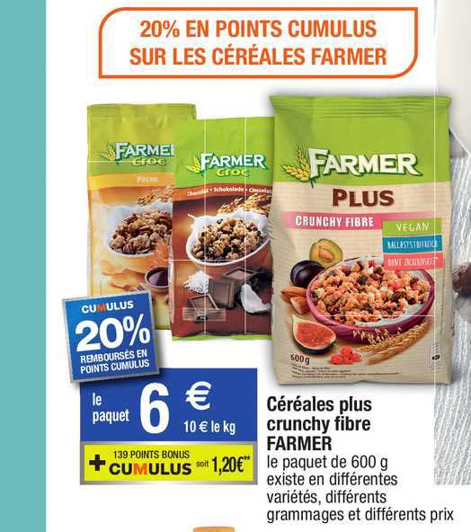 céréales plus crunchy fibre farmer