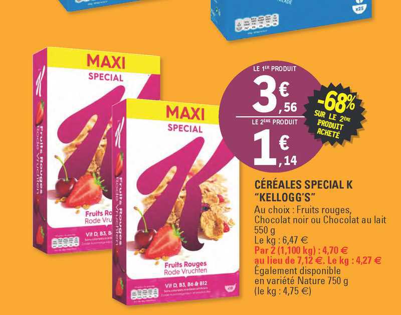 Céréales Special K "kellogg's" -68% Sur Le 2ème Produit Acheté
