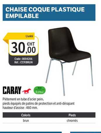 chaise coque plastique empilable caray