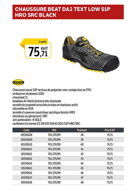 chaussure beat da2 text low s1p hro src black