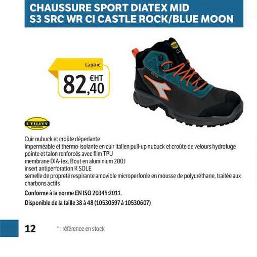 chaussure sport diatex mid s3 src wr ci castel rock - blue moon