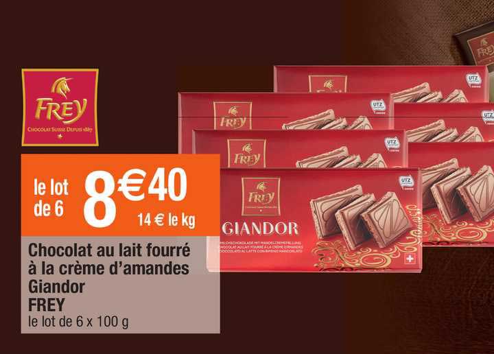 chocolat au lait fourré à la crème d'amandes giandor frey