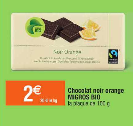 chocolat noir orange migros bio