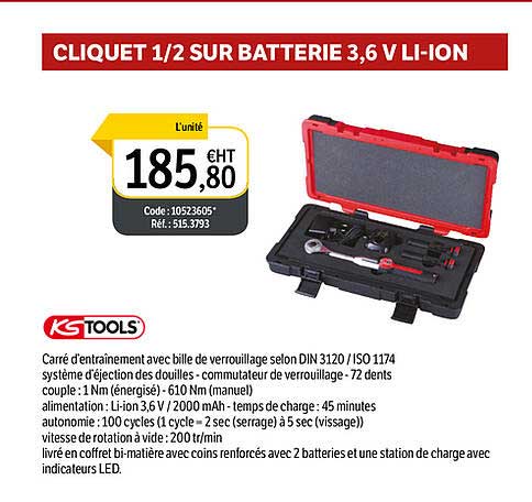 cliquet 1-2 sur batterie 3,6 v li-ion
