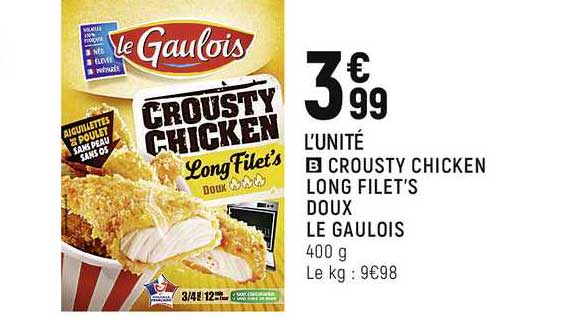 crousty chicken long filet's doux le  gaulois