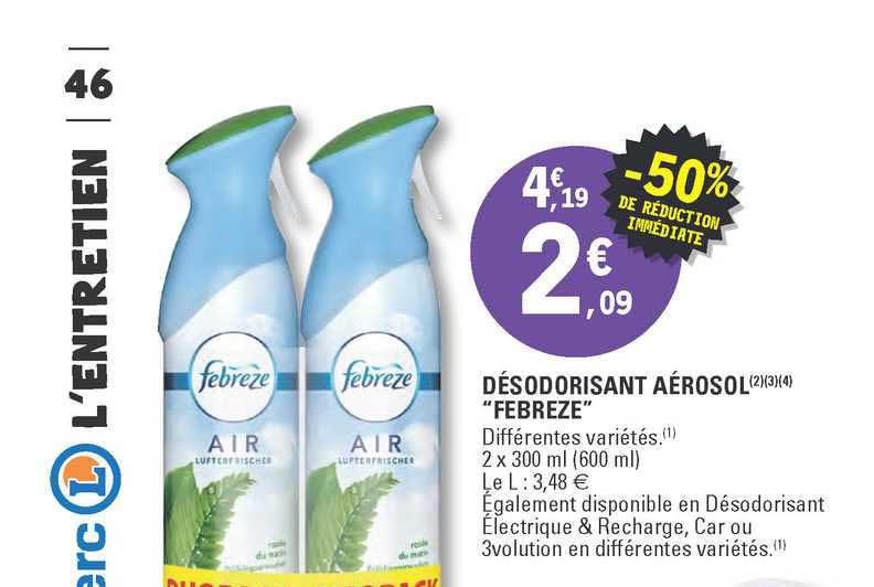 Désodorisant Aérosol "febreze" -50% De Réduction Immédiate