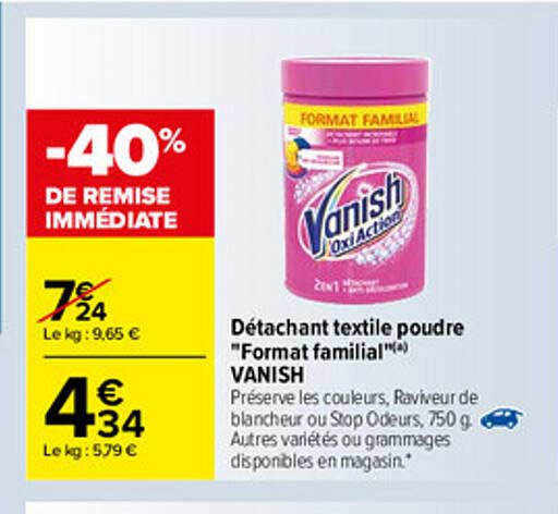 détachant textile poudre "format familial" vanish