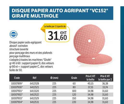 Disque Papier Auto Agrippant "vc152" Girafe Multihole
