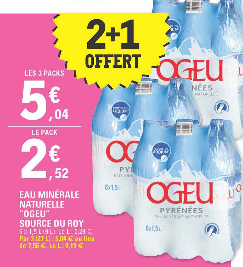 Eau Minérale Naturelle Ogeu Source Du Roy 2+1 Offert