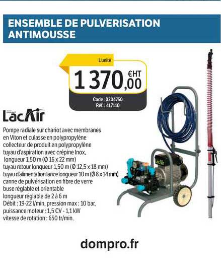 ensemble de pulvérisation antimousse