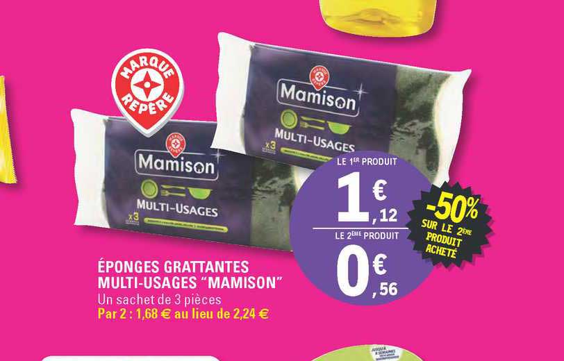 éponges grattantes multi-usages "mamison" -50% sur le 2ème produit acheté