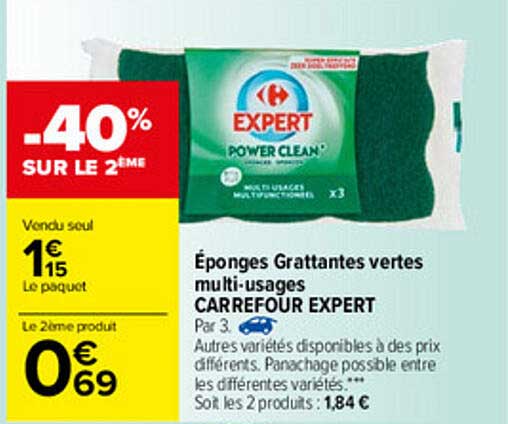 éponges grattantes vertes multi-usages carrefour expert