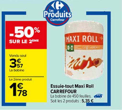 essuie-tout maxi roll carrefour