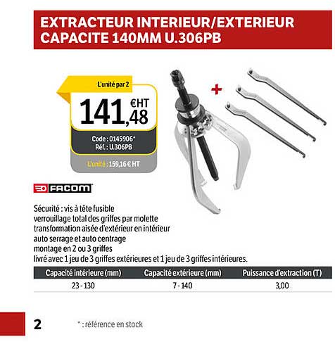 extracteur intérieur - extérieur capacité 140 mm u.306pb
