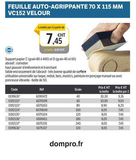 feuille auto-agrippante 70 x 115 mm vc152 velour