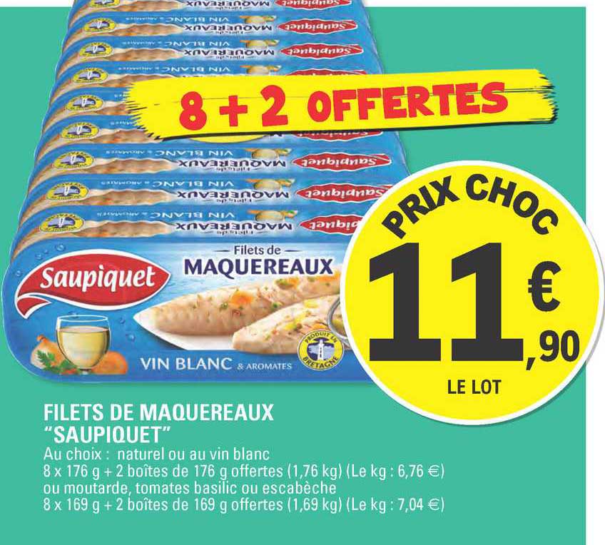 filets de maquereaux saupiquet 8+2 offertes