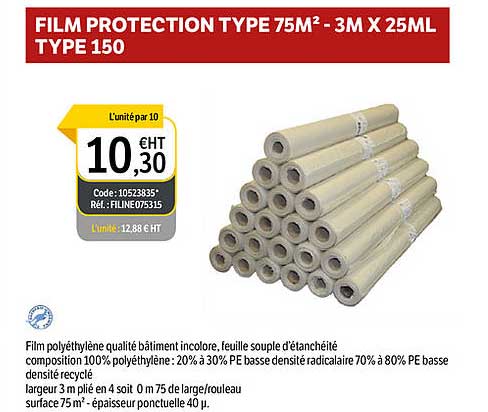 film protection type 75m2 - 3m x 25 ml type 150