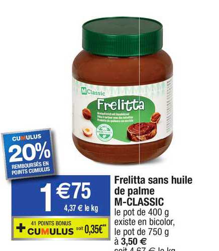 frelitta sans huile de palme m-classic
