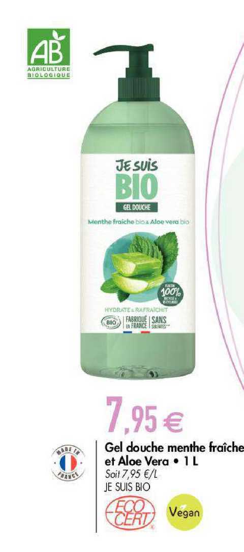 gel douche menthe fraîche et aloe vera je suis bio